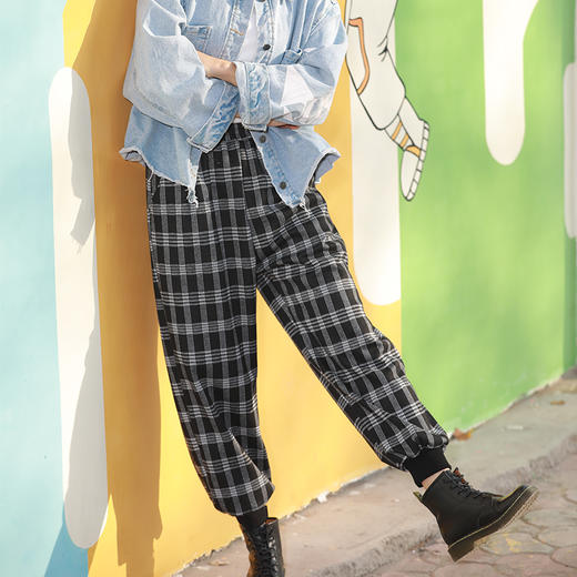 【亏本清仓 不退不换】龙之涵 亲子款提花格加绒卫裤 中大童休闲保暖裤子 灯笼裤  A类标准 商品图8