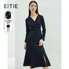 EITIE爱特爱春季新款时尚通勤改良旗袍V领开叉显瘦A字纯色连衣裙A2207911 商品缩略图0