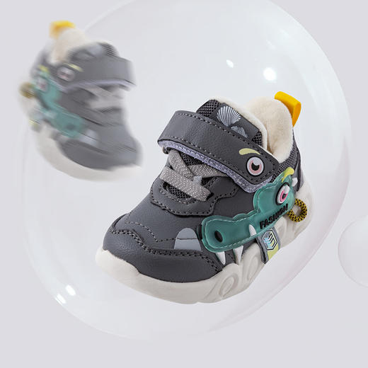 贝贝怡男女童宝宝中大童秋冬加绒保暖软底学步机能鞋运动鞋子 商品图2