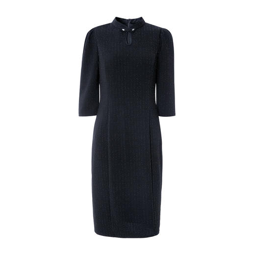 EITIE爱特爱春季新款中式水滴领气质收腰五分袖改良旗袍连衣裙A2207913 商品图4