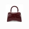 BALENCIAGA 巴黎世家 女士巴黎世家B标识沙漏包 Hourglass系列 鳄鱼纹手提包单肩斜挎包 酒红色 592833 1LRGM 6211 商品缩略图1