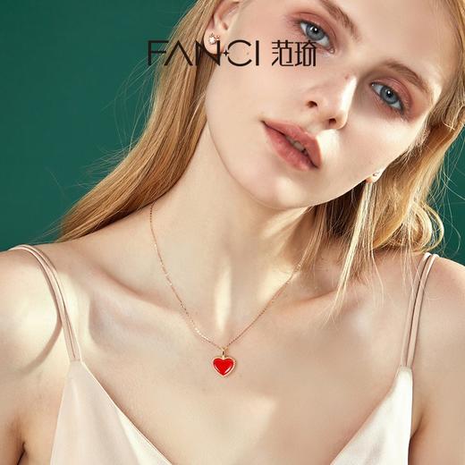 Fanci范琦 S925银【情人之心】小红心心形少女森系吊坠锁骨简约气质项链 商品图4