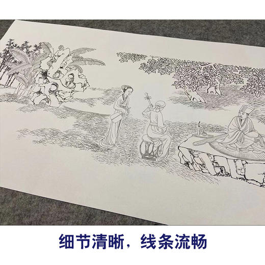 【长卷】工笔山水人物画白描底稿古画长卷刘彦冲《听阮图》多种白描尺寸可选G025 商品图3