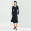 EITIE爱特爱春季新款时尚通勤改良旗袍V领开叉显瘦A字纯色连衣裙A2207911 商品缩略图4