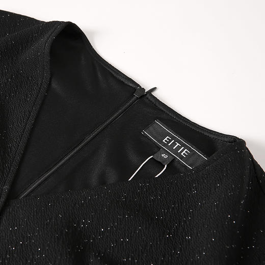 EITIE爱特爱春季新款时尚通勤改良旗袍V领开叉显瘦A字纯色连衣裙A2207911 商品图8