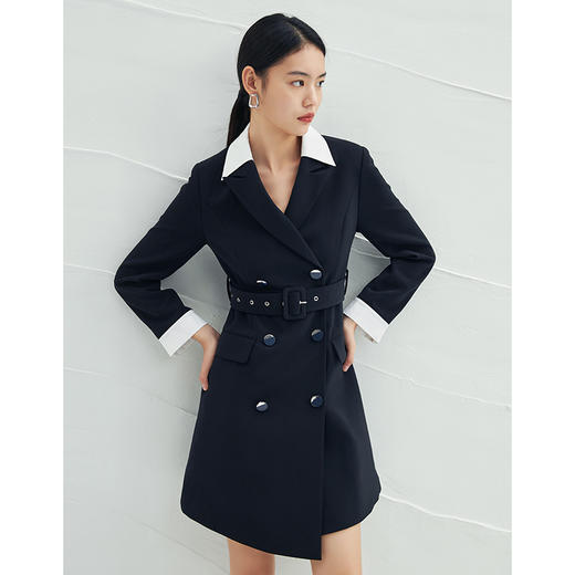 EITIE爱特爱春款新品时尚通勤职业干练收腰双排扣风衣外套A2204901 商品图3