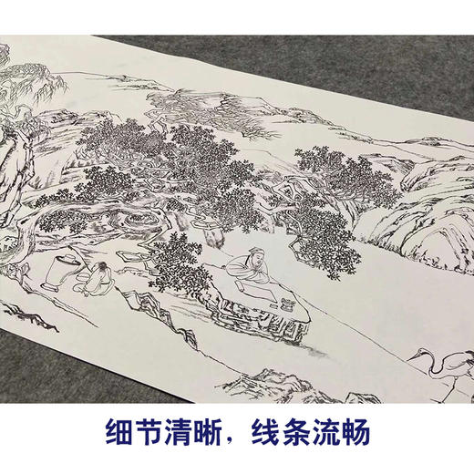 【长卷】工笔山水画白描底稿古画长卷唐寅《饮鹤图》多种白描尺寸可选G028 商品图3