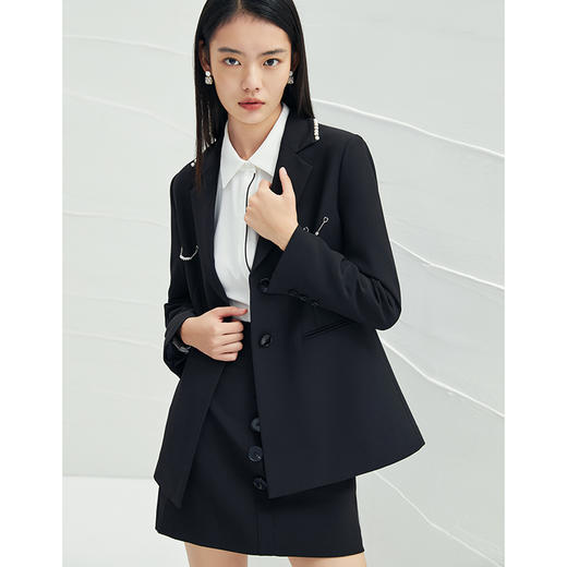 EITIE爱特爱春季新款时尚职业通勤百搭显瘦干练西装外套女A2203915 商品图2