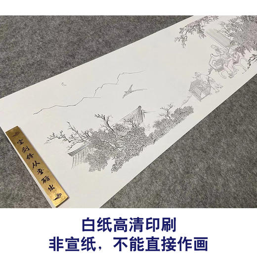 【长卷】工笔山水人物画白描底稿古画长卷王士祯《放鸟图》多种白描尺寸可选G035 商品图2