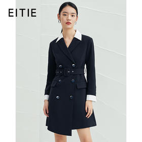 EITIE爱特爱春款新品时尚通勤职业干练收腰双排扣风衣外套A2204901