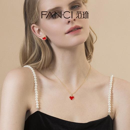 Fanci范琦 S925银【情人之心】小红心心形少女森系吊坠锁骨简约气质项链 商品图3