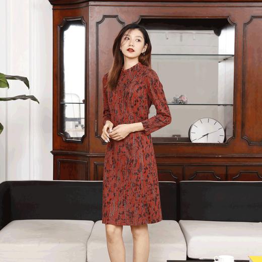 宗洋长袖修身中长款连衣裙BDK2ST7726-65 商品图1