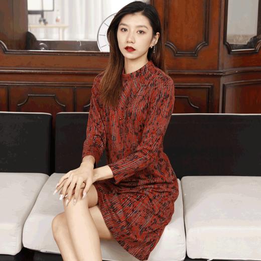 宗洋长袖修身中长款连衣裙BDK2ST7726-65 商品图2