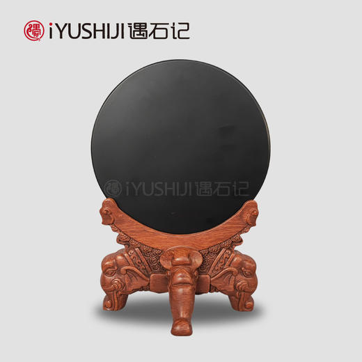 遇石记【泰山墨玉】九龙保福平安玉璧摆件 商品图2