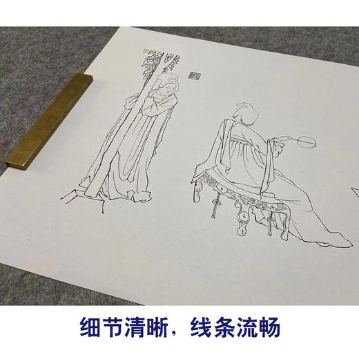 【长卷】工笔传统仕女人物画白描底稿古画长卷周昉《挥扇仕女图》多种白描尺寸可选G018 商品图3