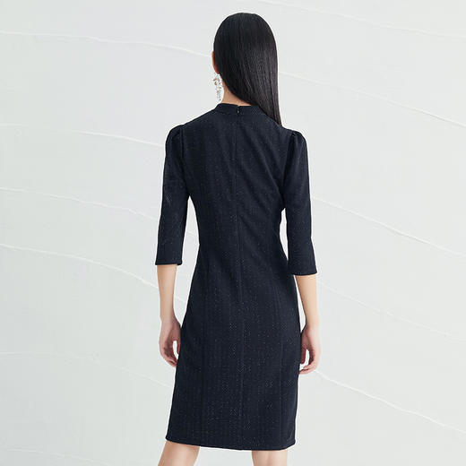 EITIE爱特爱春季新款中式水滴领气质收腰五分袖改良旗袍连衣裙A2207913 商品图3