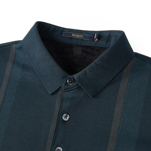 【加绒保暖】罗蒙衬衫男秋冬时尚新品拼色竖条纹翻领防风通勤衬衣男 商品图10