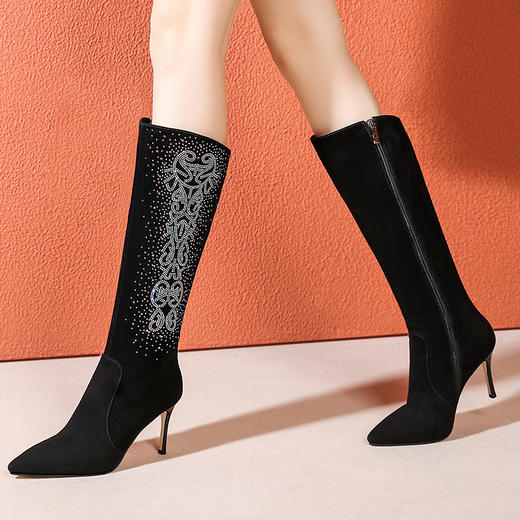 OLD F79810ddd水砖细跟高筒靴磨砂皮马丁靴长靴 商品图4