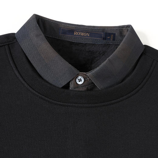 【加绒加厚】罗蒙秋冬男装保暖衬衫男士时尚休闲学院风假两件套头衫男 商品图6