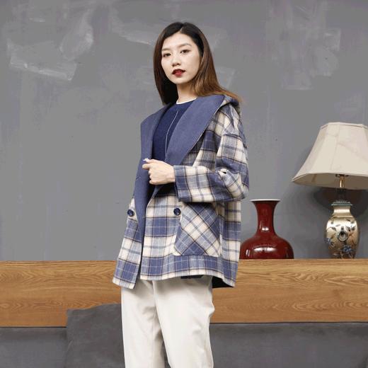 宗洋宽松格纹羊毛大衣BDK5DD7755-48 商品图2