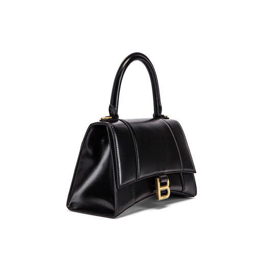 【二】BALENCIAGA 巴黎世家 女士 Hourglass系列 沙漏包亮面小牛皮手提包 黑色 593546 1QJ4M 1000 商品图1