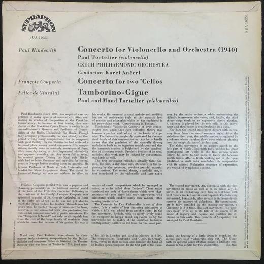 LP黑胶唱片 保罗·亨德密特《大提琴与管弦乐团协奏曲》库普兰《双大提琴协奏曲》贾尔迪尼《塔姆博里诺-吉格》 商品图1