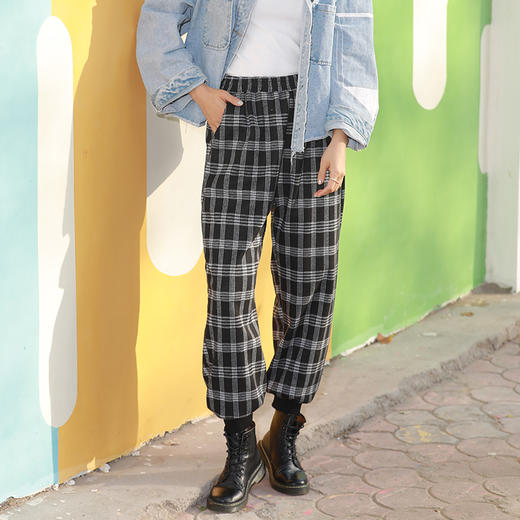 【亏本清仓 不退不换】龙之涵 亲子款提花格加绒卫裤 中大童休闲保暖裤子 灯笼裤  A类标准 商品图7