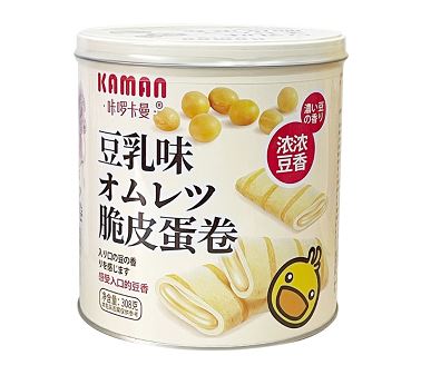 卡啰卡曼豆乳味脆皮蛋卷308g/罐