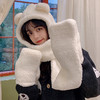 2021升级版小熊帽子时尚围巾手套三件套韩版百搭冬天女保暖防寒连帽护耳毛绒围脖一体 商品缩略图3