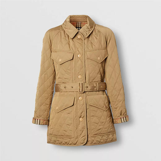 BURBERRY 博柏利 菱形绗缝尼龙帆布战地棉服 女士棉服 卡其色 8035887 A7026 商品图3
