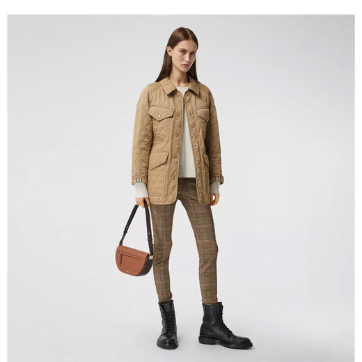BURBERRY 博柏利 菱形绗缝尼龙帆布战地棉服 女士棉服 卡其色 8035887 A7026 商品图1