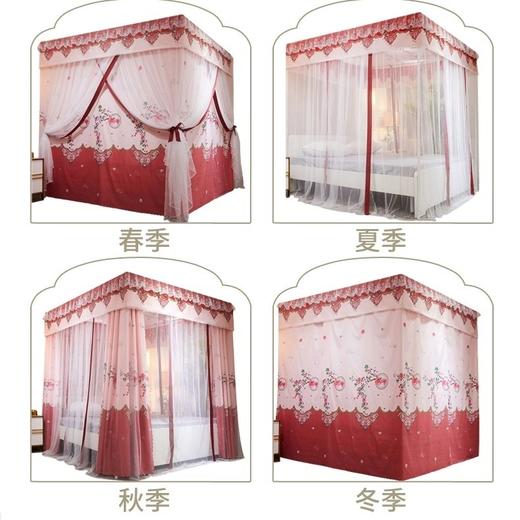 双层蚊帐1.8m床帘一体式家用欧式带支架1.5米公主风遮光床幔纹帐2 商品图7