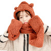 2021升级版小熊帽子时尚围巾手套三件套韩版百搭冬天女保暖防寒连帽护耳毛绒围脖一体 商品缩略图4