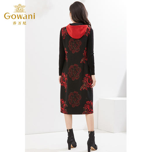 乔万尼绵羊毛连衣裙复古印花显瘦连帽裙EI4E521 商品图4