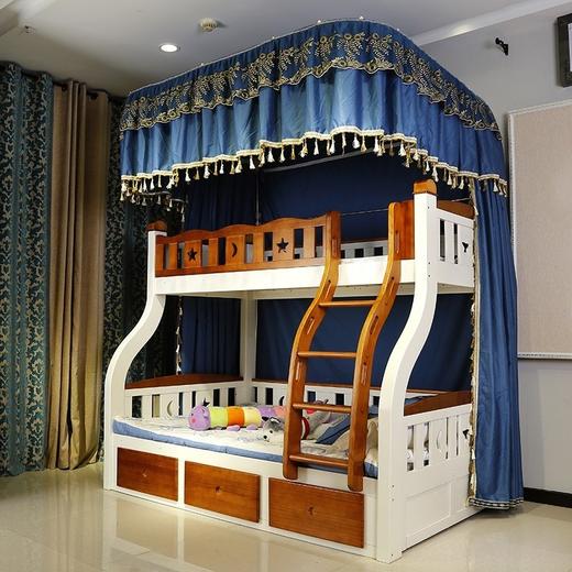 欧式U型导轨子母床遮光布高低床上下床床帘床幔蚊帐加厚双层挡风 商品图4