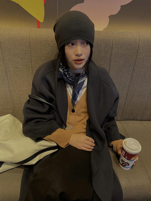 HIDEMI 美利奴羊毛套头针织帽 蓝灰色/深花灰/海鸥灰/燕麦色/羊毛白 商品图1