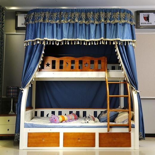 欧式U型导轨子母床遮光布高低床上下床床帘床幔蚊帐加厚双层挡风 商品图0