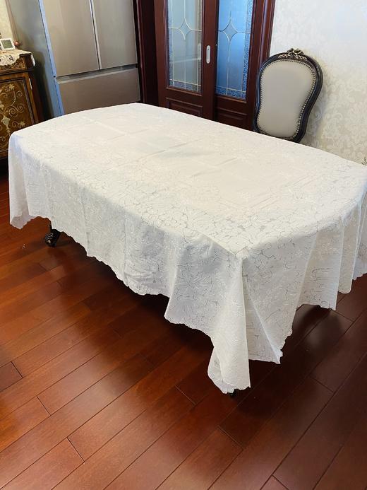 进口亚麻白色扎目抽丝桌布规格（180*270cm）仅1条，送12片餐巾（非偏远地区包邮） 商品图2