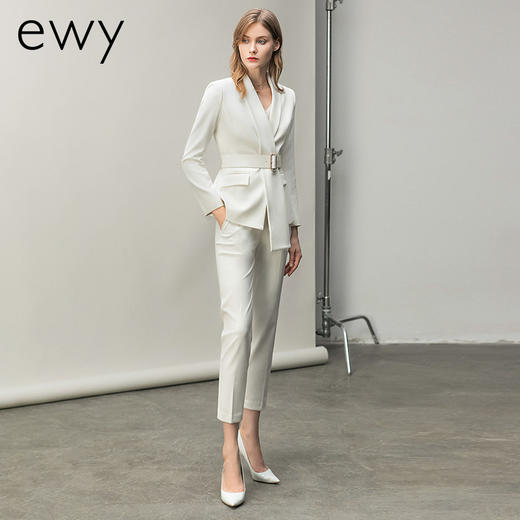 时尚主持人西服套装女讲师工作服名媛白色职业装播音艺考ol正装 商品图4