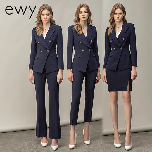 藏青色西服套装女英伦风时尚高端售楼部白领面试工作服职业装工装 商品图4