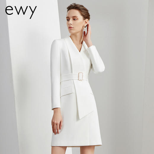 EWY白色西装裙女职业装法式时尚美业工装不规则设计轻熟风连衣裙 商品图2