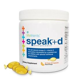 【说话鱼油】儿童语言开发Speak鱼油胶囊(60粒) 专门针对语言迟缓【专利配方含维生素E、D、K】