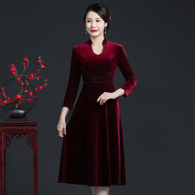 上海旗袍厂JC-62193婚礼妈妈礼服秋冬新款连衣裙洋气喜婆婆金丝绒婚宴装