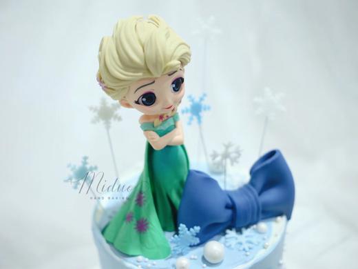 女孩款 冰雪奇缘艾莎 周岁蛋糕 蓝色蝴蝶结 商品图2