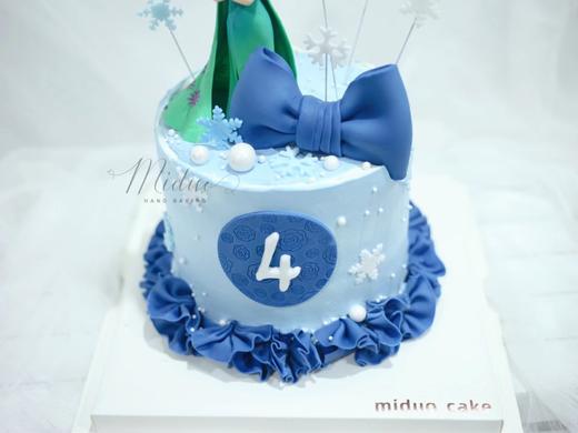 女孩款 冰雪奇缘艾莎 周岁蛋糕 蓝色蝴蝶结 商品图1