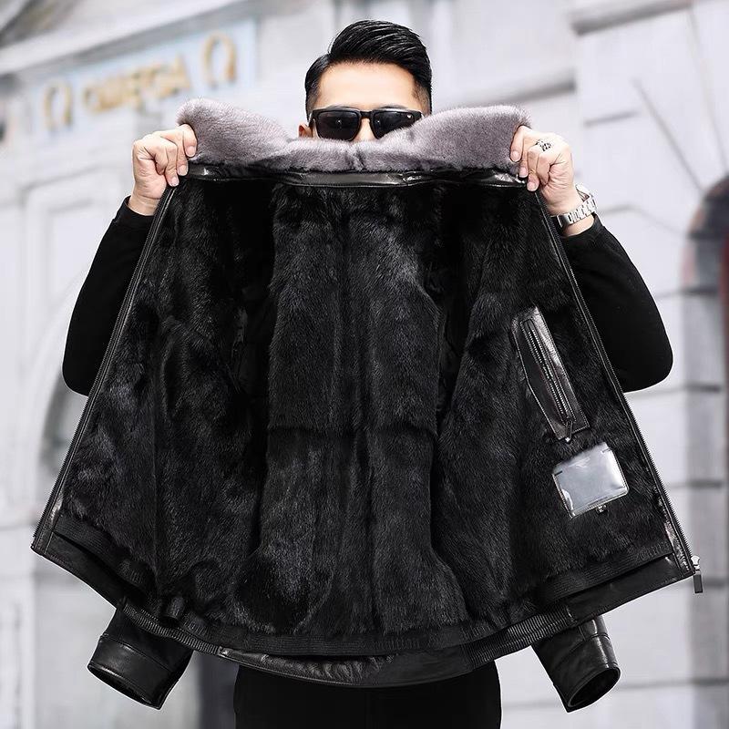 np nz2006-1山羊皮整貂水貂内胆皮毛一体貂皮大衣外套