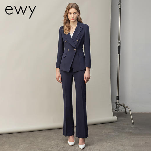 藏青色西服套装女英伦风时尚高端售楼部白领面试工作服职业装工装 商品图0