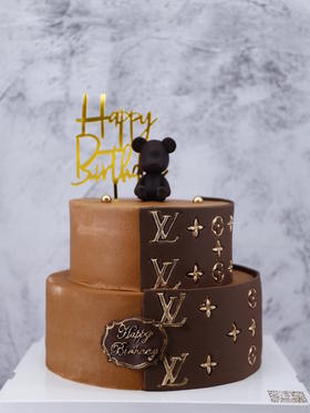 小熊巧克力翻糖定制款双层蛋糕