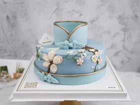 8寸高定款—浅蓝旗袍翻糖定制蛋糕（提前2天预订）