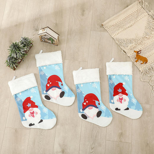 【圣诞装饰】-新款圣诞袜子礼物袋无脸老人印花袜子圣诞节装饰品 商品图2
